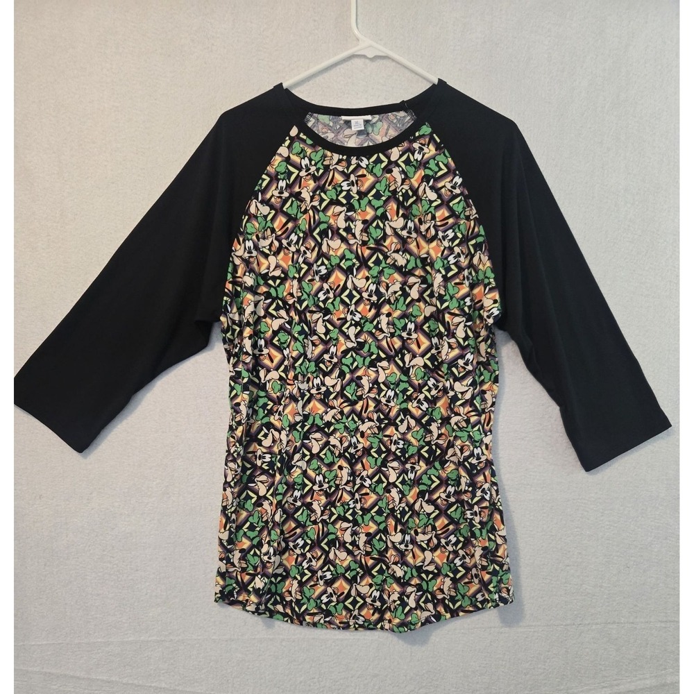Disney LuLaRoe Goofy Raglan Sleeve Top XL‎ Polyester Blend